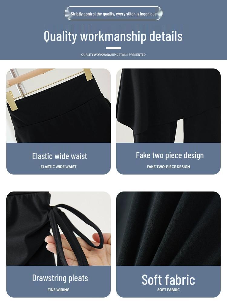 Plus Size Faux Two-Piece Yoga Skirt Pants, Fleece-Lined Flared for Autumn/Winter Pilates & Fitness.