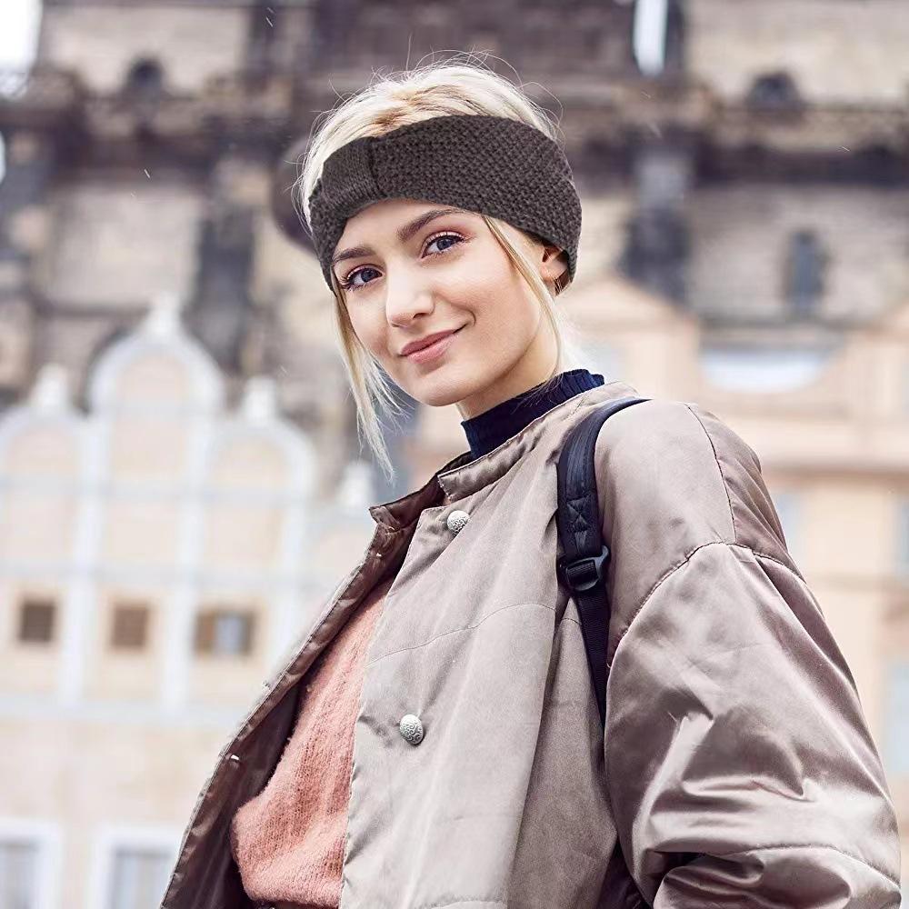 Europäisches und amerikanisches Stirnband aus Samtstrick, Stirnband mit Schleife aus Maiskörnern, Sport-Stirnband, Ohrenschutz, Kopfbedeckung, Haar-Accessoires aus Thermowolle