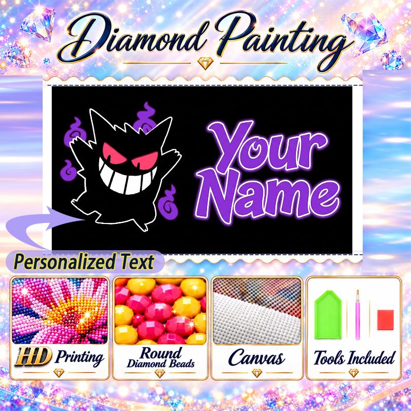 Personalized Gengar Diamond Art Custom Name 5D Diamond Painting Full Drill DIY Craft
