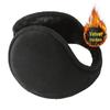 Men's Plus Velvet Thick Plush Winter Ear Warmers with Solid Color Rear-Worn Design for Cold Protection