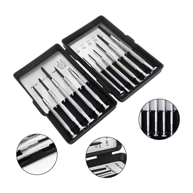 11Pcs Precision Screwdriver Set Anti-Slip Grip Hard Durable Bits for Watch Eyeglass Phone Electronics Repair