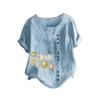 Women Casual Plus Size  Printed Loose Button Tunic Shirt Blouse Tops