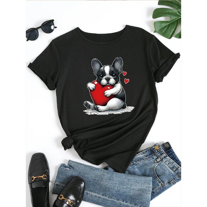 European size Women's Casual Short Sleeve Round Neck T-Shirt Suitable for Spring Summer Fall - Soft Stretch Blouse
