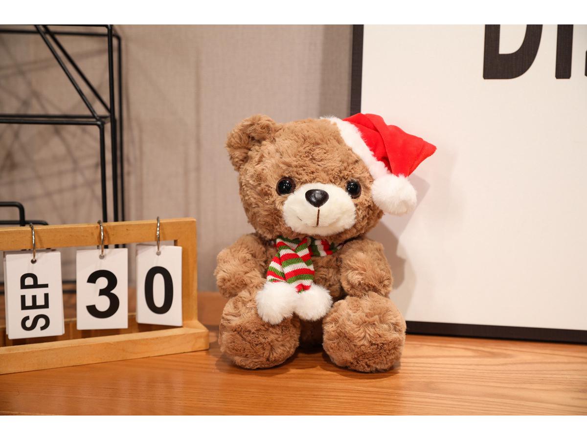 

Рождественский плюшевый мишка со шарфом - Сидящая игрушка-мишка и приз для когтевого автомата 25cm коричневый