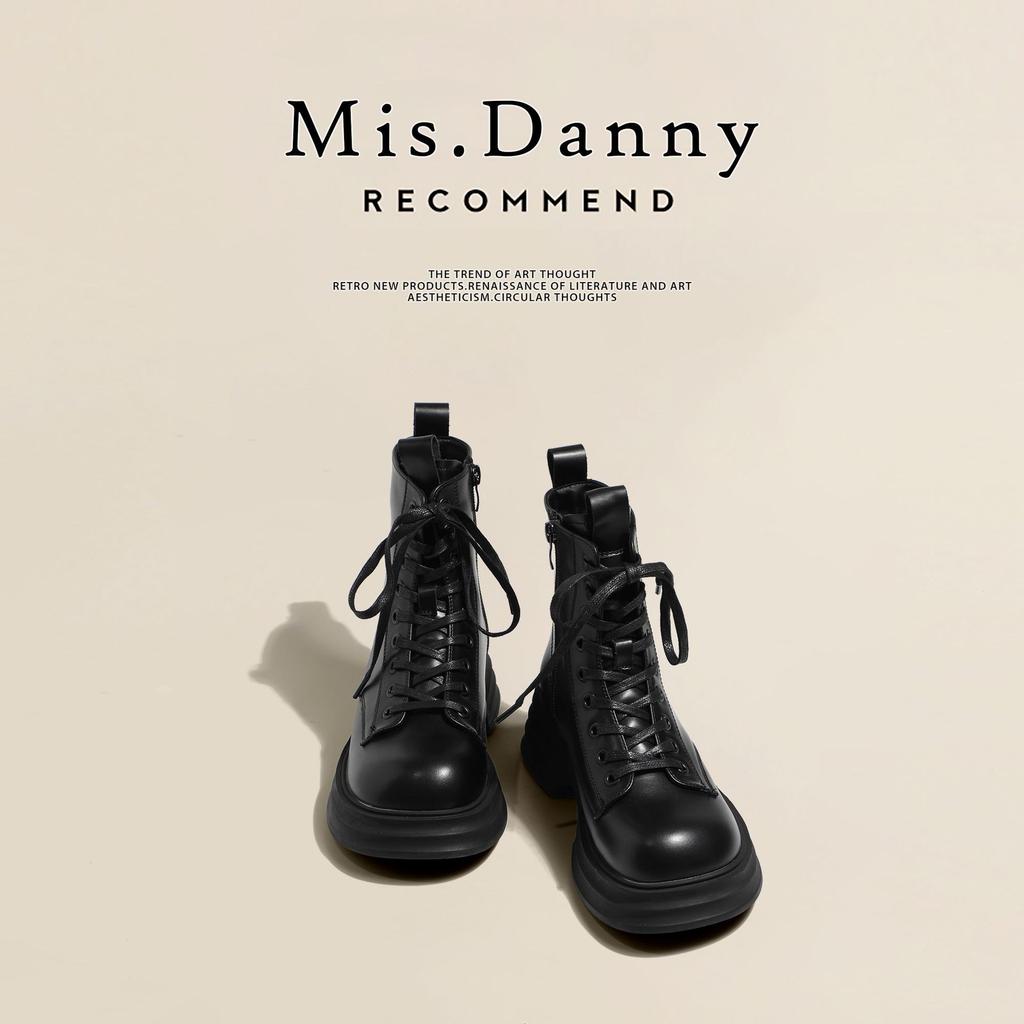 Martin boots women's 2025 new British brown boots spring and autumn single boots heightened platform short boots thick velvet snow boots