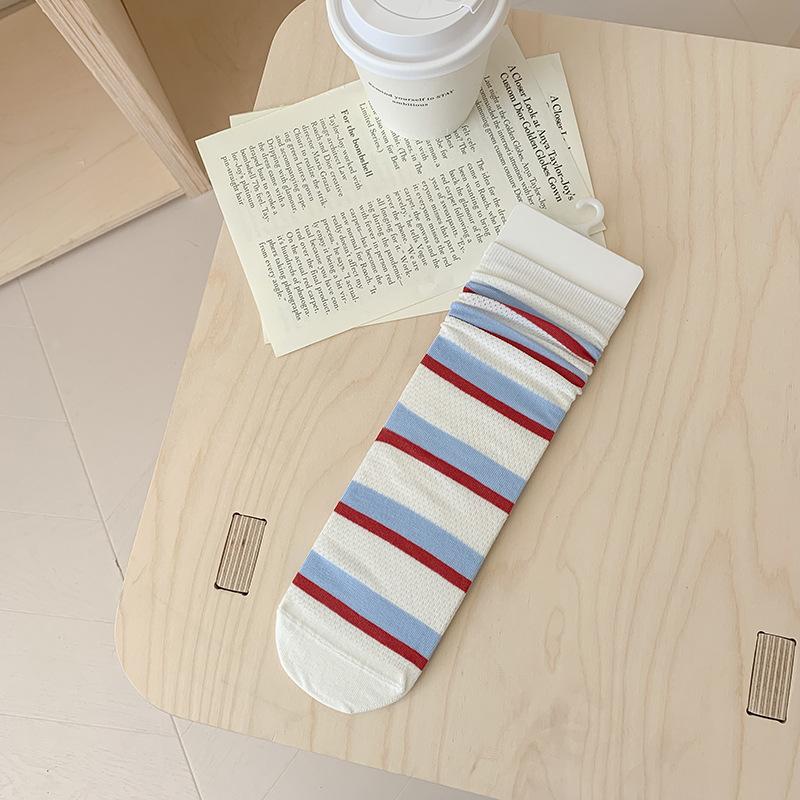

Женские весенне-летние новые полосатые хлопковые носки-трубы в студенческом стиле 1 pair