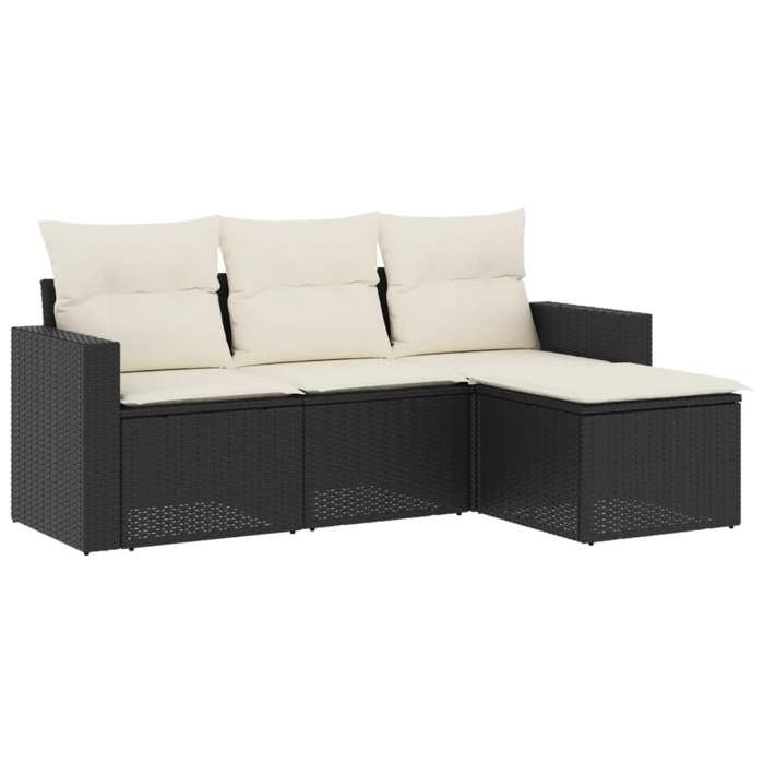 VidaXL Garden Lounge Set with Cushions 4 Pcs, Patio Sofas, Patio Furniture Set, Outdoor Furniture, Black 3218856