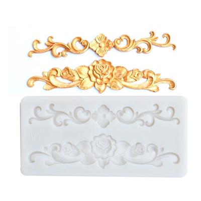 DIY Baroque Scroll Relief Cake Border Silicone Mold Picture Frame Candy Making Fondant Mould Cake Decorating Tool