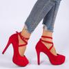 Large Size High-heeled Single Shoes Women's New Style Thin-heeled Women's Shoes One-word Buckle Sexy High-heeled Single Shoes