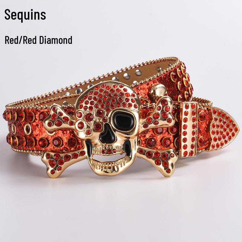 Cataramă de Curea Hip Hop cu Strasuri în Formă de Craniu - Stil Punk European și American