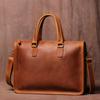 Men's Bag Crazy Horse Leather Men Briefcase for Laptop 14 Messenger Men's Leather Business Office Bag