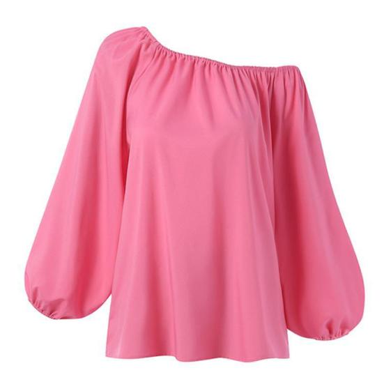 2 Teile/satz Frauen Outfit Set Einfarbig Top Lose Mittlere Taille Breite Bein Frauen Bluse Hosen Set