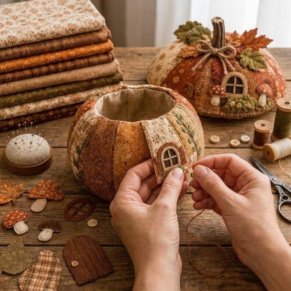 Whimsical Design DIY Sewing Kit Floral Fabric Patchwork Pumpkin Friends Kit Gift For Craft Lovers