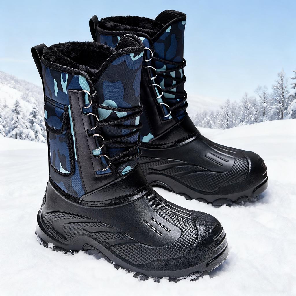 Shoes men's snow boots 2025 winter cotton shoes large size warm boots waterproof and antifreeze cotton boots thick boots