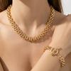 Hip Hop Necklace and Bracelet Set, Unique Minimal Stackable Clavicle Jewelry for Women