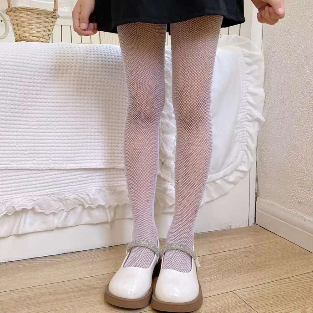 Hollow Lace Design Rhinestone Fishnet Stockings  for Girls with A Height of 125-160cm