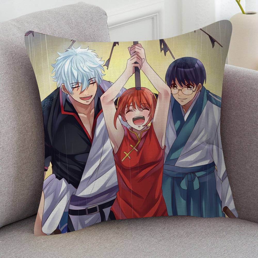 Anime Gin Tama Cartoon Series Square Pillowcase Soft Waist Sofa Cushion Cover Bedroom Room Pillowcase