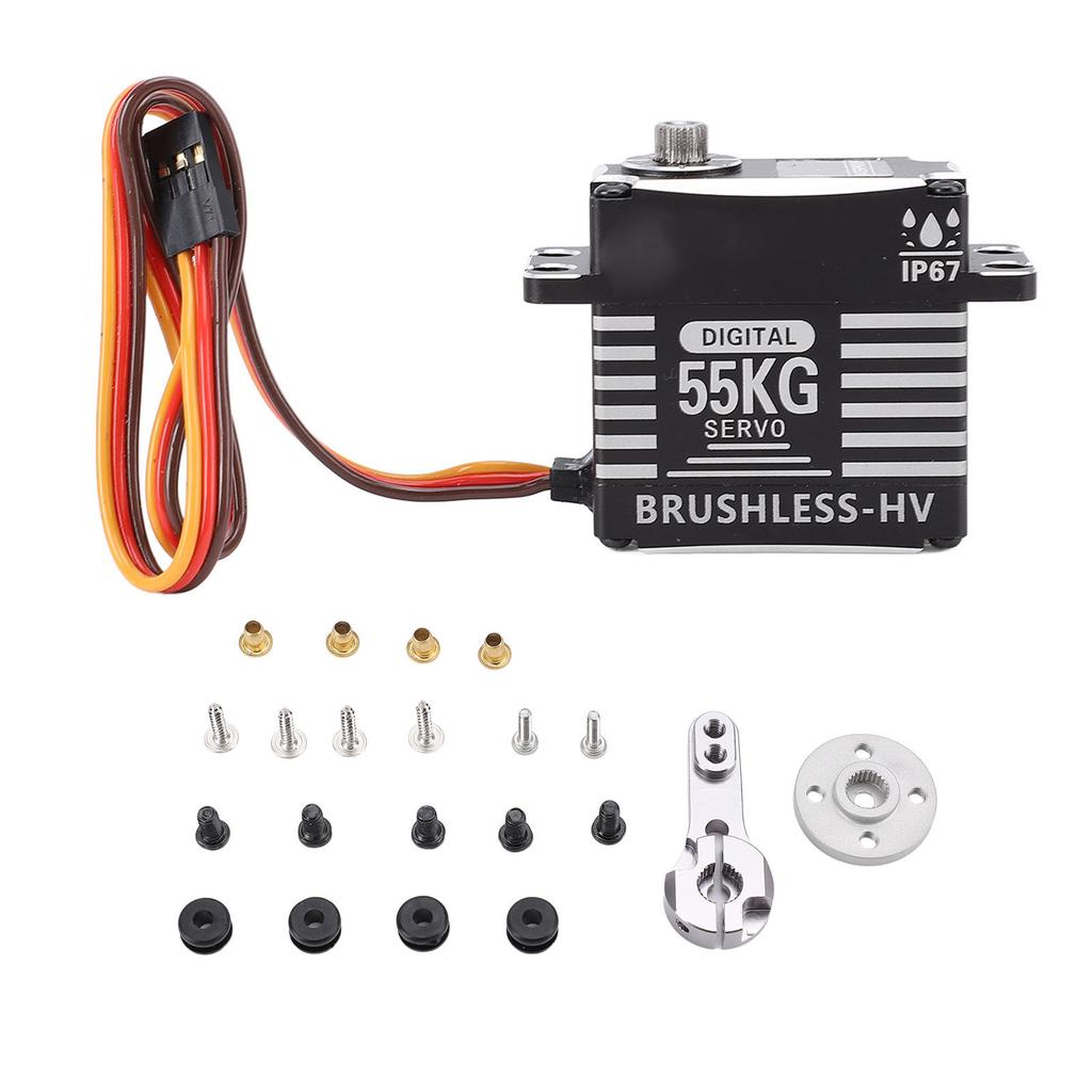 Servo Full Metal Gear Brushless 55KG High Torsion Rain Proof 180° Servo for Replacement