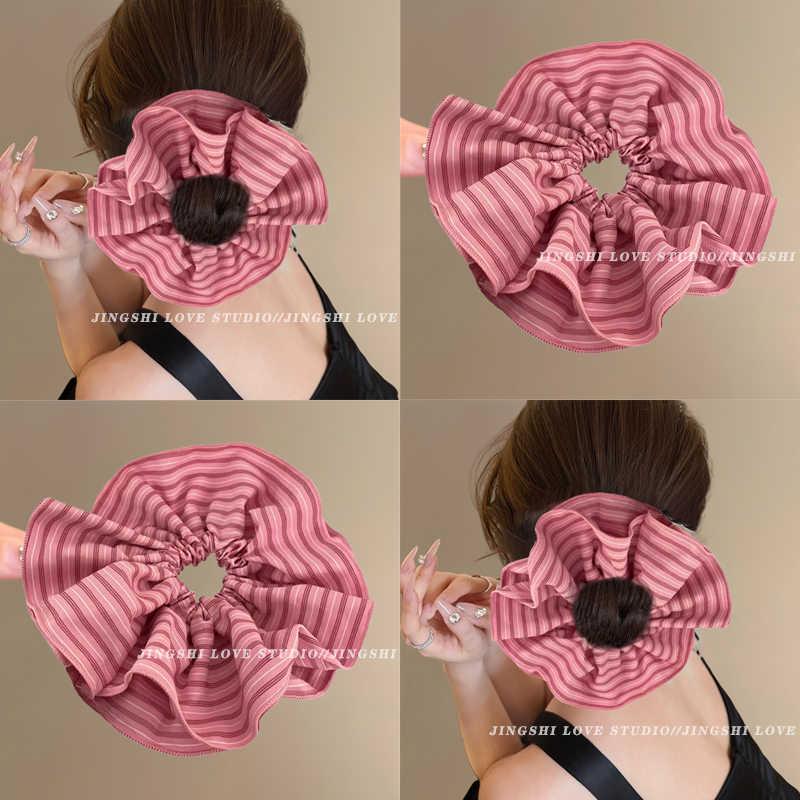 2025 Trendy High-End Pink Korean Style Large Intestine Hair Tie for Women