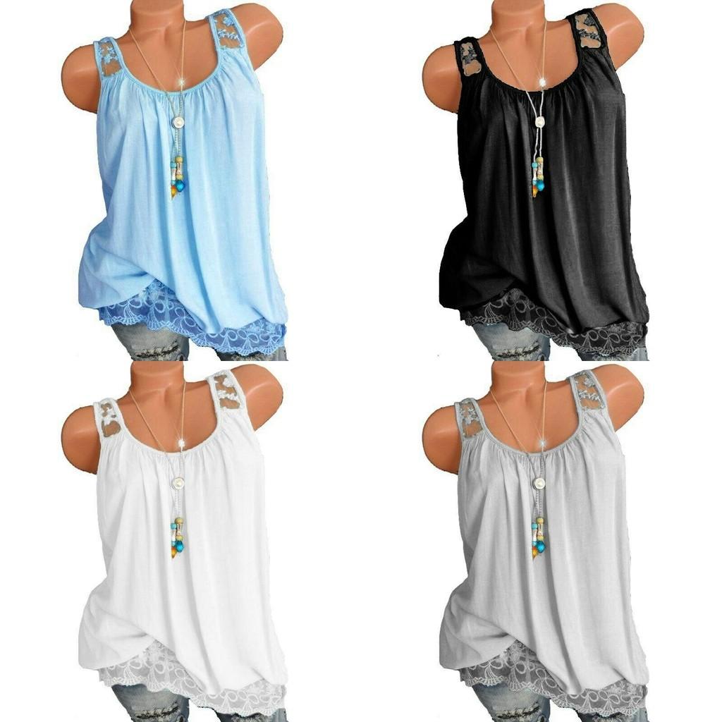Premium Quality Sexy Women's Summer Sleeveless Lace T-shirt Vest For Effortless Style