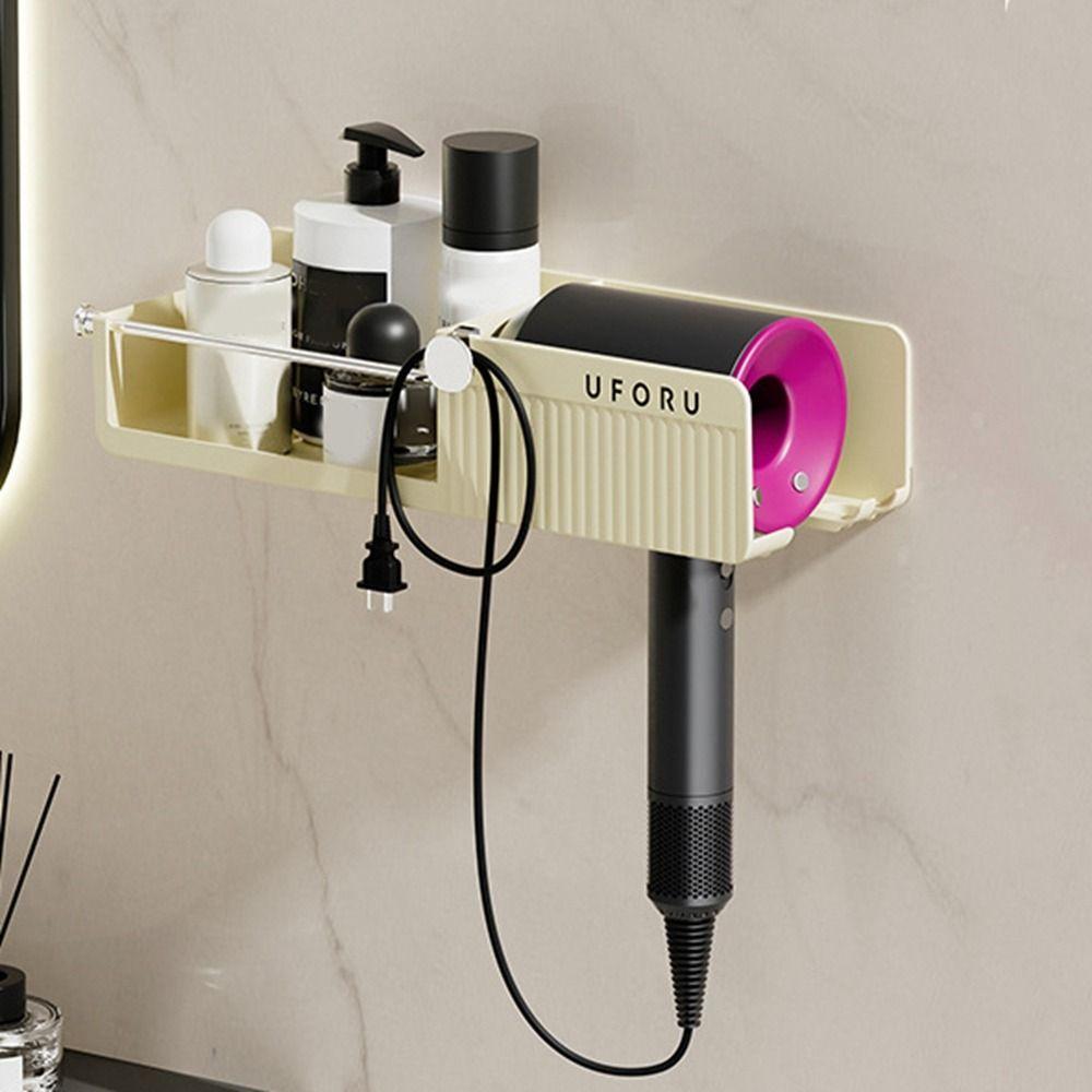 Self Adhesive Hair Dryer Stand Wall-mounted Hair Dryer Storage Rack Hairdryer Organizer  for Home