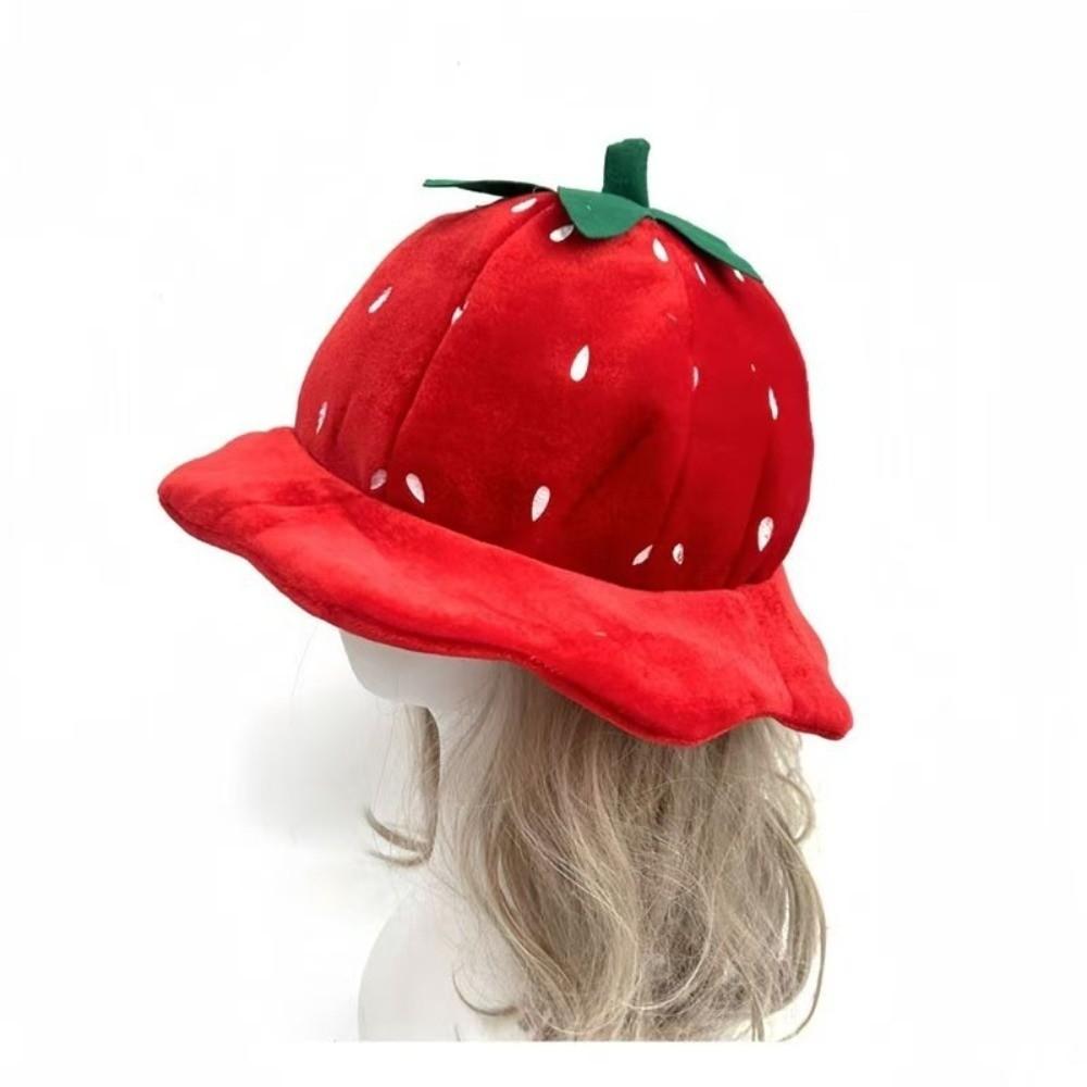 Red Plush Strawberry Hat Cartoon Strawberry Cosplay Fruit Hat Strawberry Headgear  Role Playing