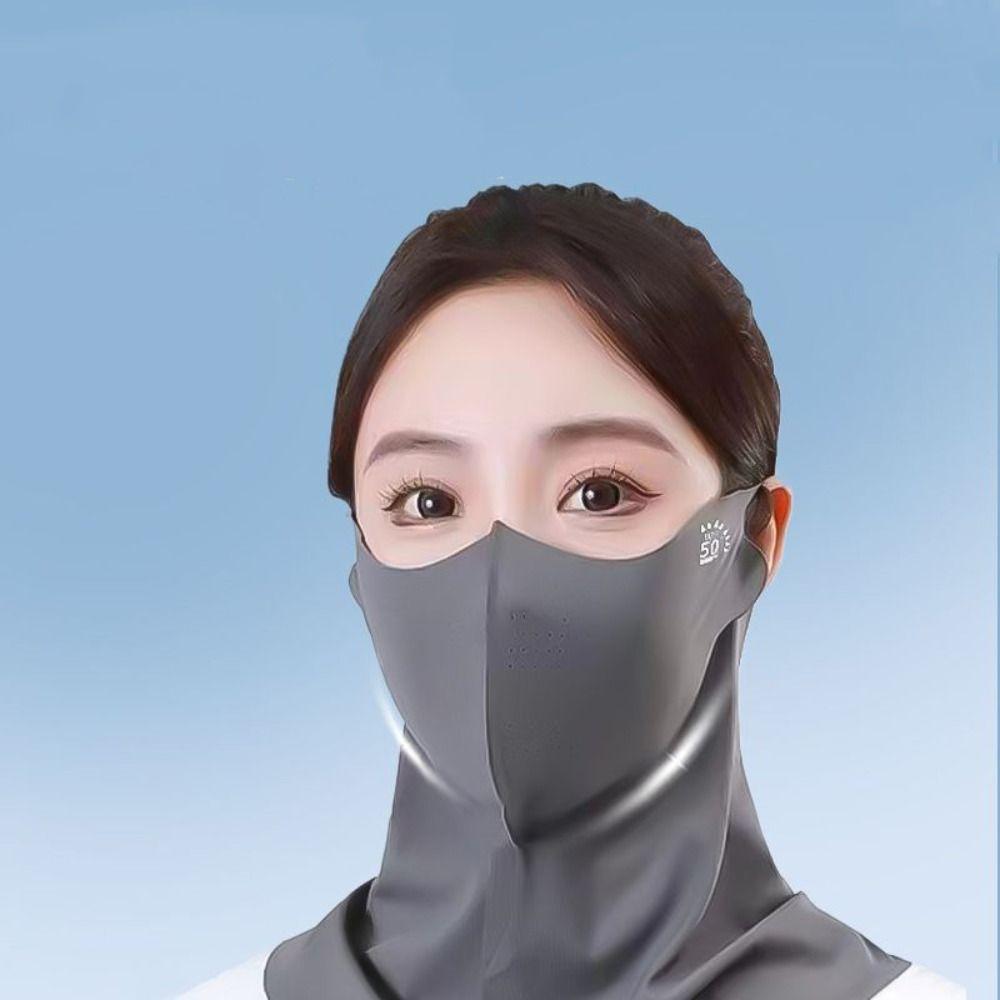 UPF 50+ Ice Silk Face Cover Anti UV Neck Wrap Cover Thin Full-Face Sunscreen Veil Woman/Man