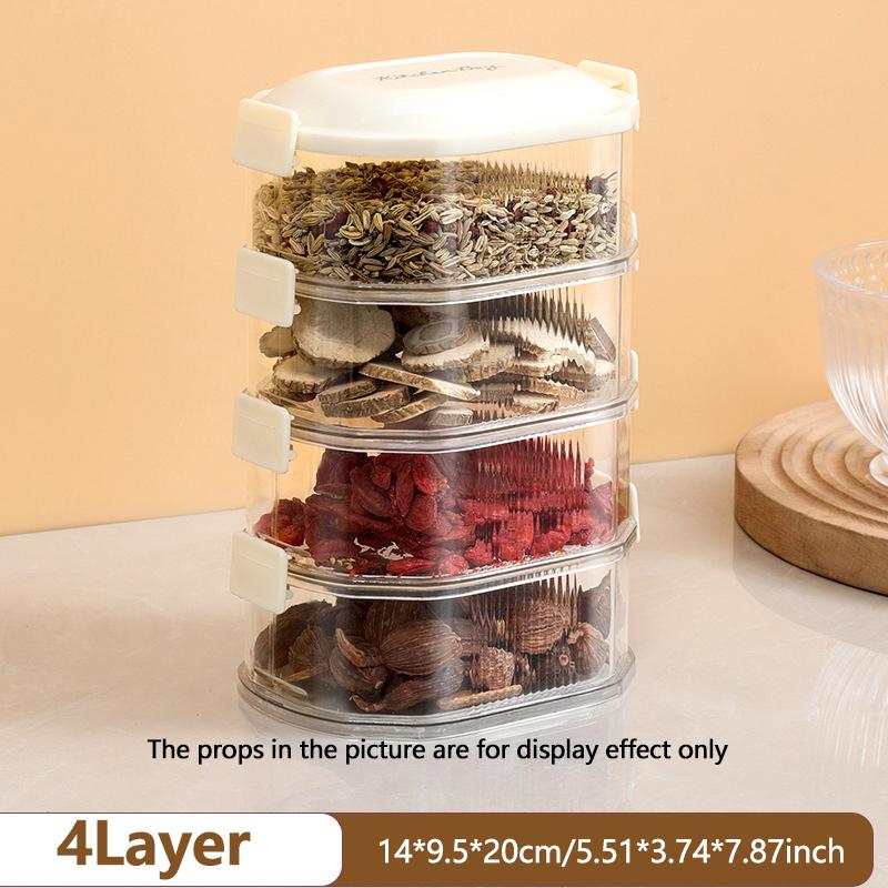 

Прозрачный контейнер для специй и приправ, кухонный ящик для хранения, многослойный контейнер для продуктов и фруктов, ящик для приправ для соли и специй