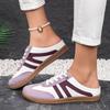 Women Retro Color Block Slip On German Trainer Mule Slippers, Breathable Soft Sole Versatile Casual Summer Walking Shoes