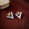Elegant V-Shaped Diamond Stud Earrings: Luxe Autumn/Winter Design, Versatile Two-Wear, Exquisite Jewelry for Women