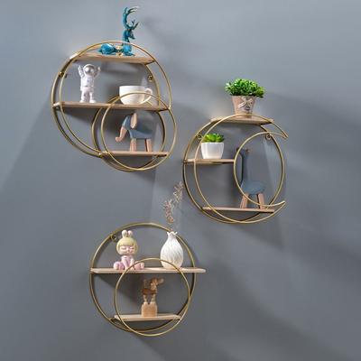 Modern Iron Decorative Wall Shelf Gold Nordic Style Wall Storage Rack Space Saving No Punching Wall Decoration Bedroom