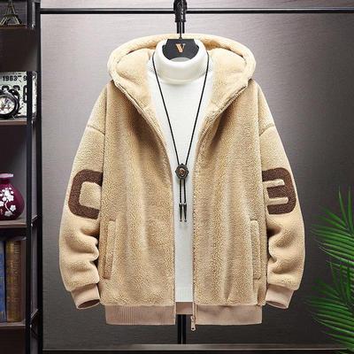Sonbahar Ve Kış Gevşek Üst Kapüşonlu Ceket Kuzu Yünü Pamuk Ceket Erkekler