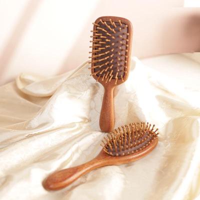 Large Red Sandalwood Air Cushion Paddle Brush - Solid Wood Handle, Smooth Hair Massage Comb for Home Use