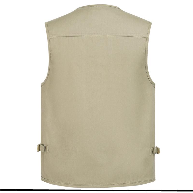 Men's Army Green Multi-Pocket Cotton Tank Top, Plus Size 10XL, Spring/Autumn Wear