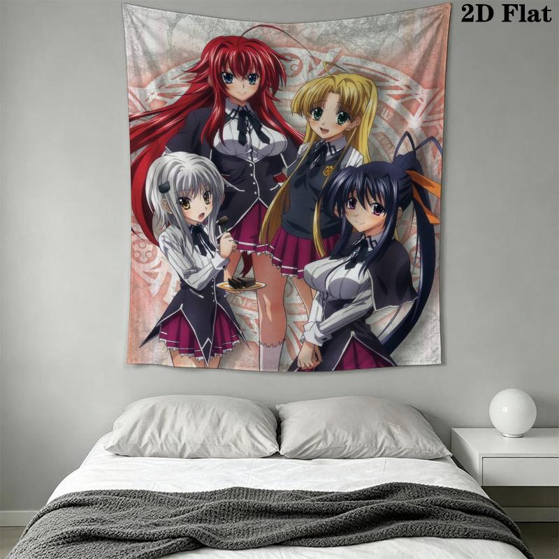 High School DxD Wall Tapestry Aesthetic Wall Hanging Printed Fabric Blanket Decorative Tapestries for Bedroom Living Room Home Decor