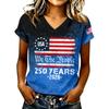 Women's V-Neck Short Sleeve T-Shirt - Anniversary 1776-2026 Letter Print, Casual Summer Top Tee