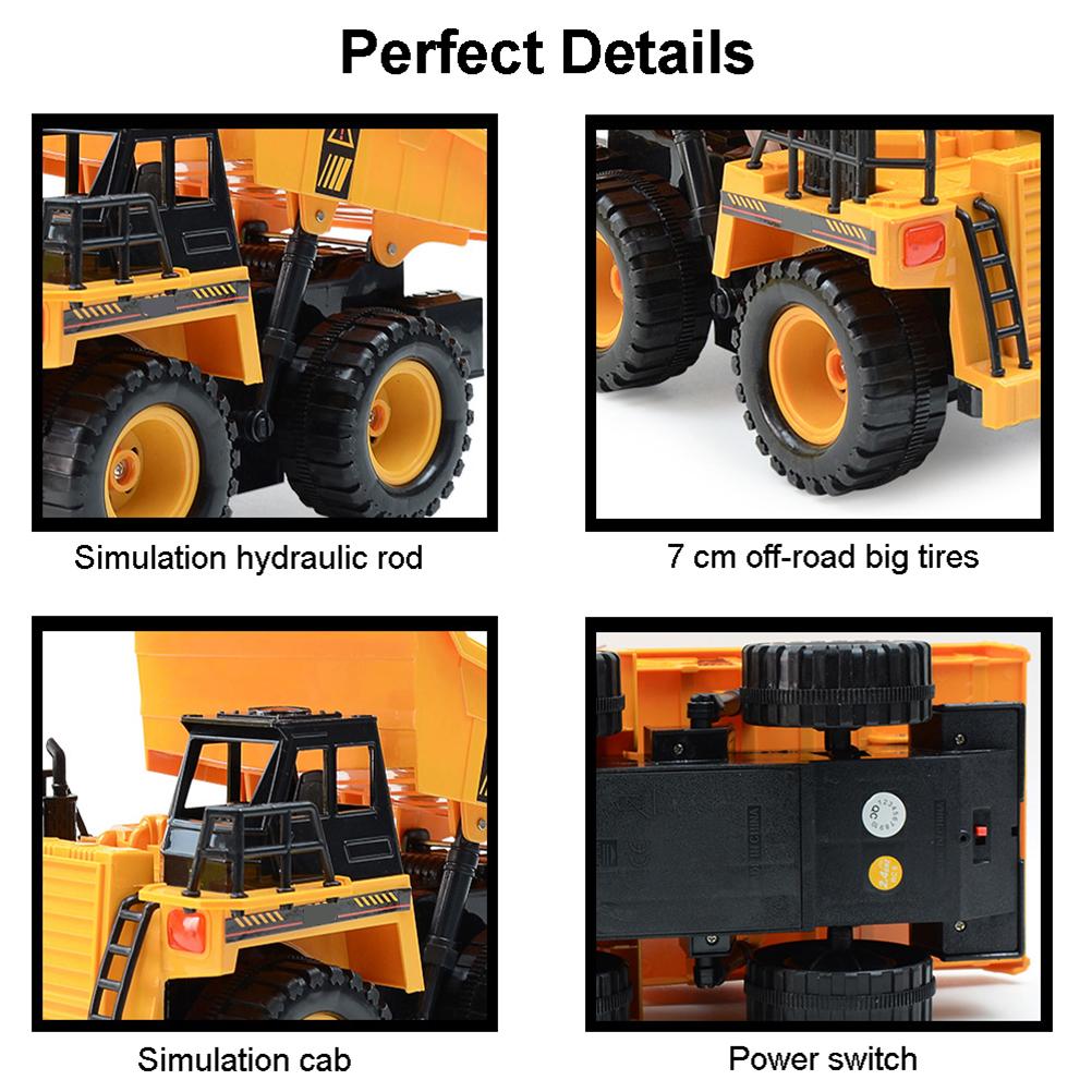 Pilot 2.4GHz 6-kanałowy wywrotka ze światłami Symulacja Ciężarówka inżynieryjna Dziecięca RC