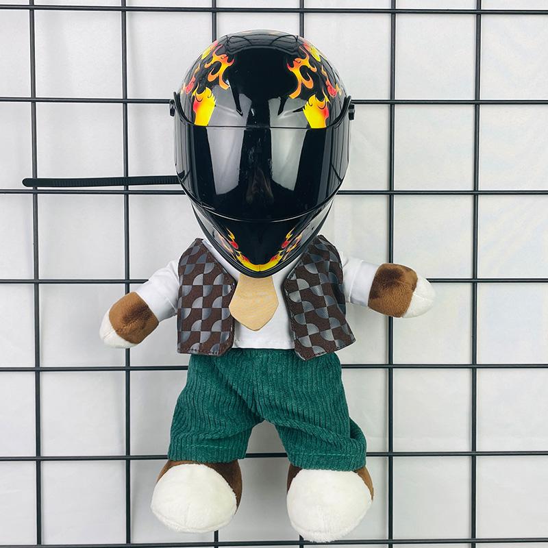 Helmet Small Model Suzaku Print Racing Trunk Decoration Car Pendant Home Decoration Collection Mini Bear Helmet