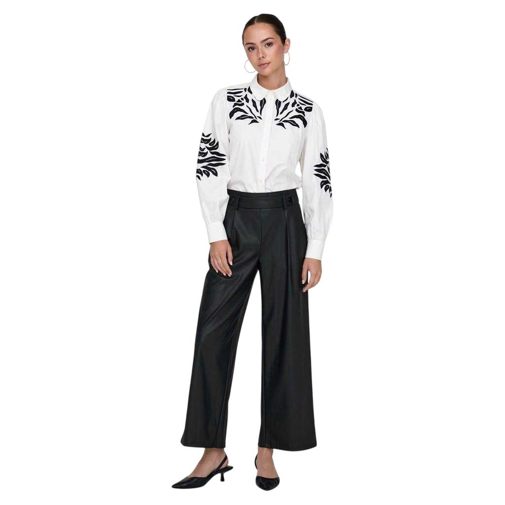Only Womens/Ladies Faux Leather Wide Leg Palazzo Trousers