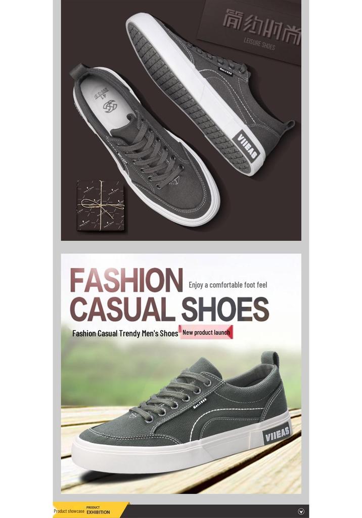 Spring Men's Korean-Style Canvas Lace-up Sneakers - Trendy, Breathable, Casual Low-top Board Shoes