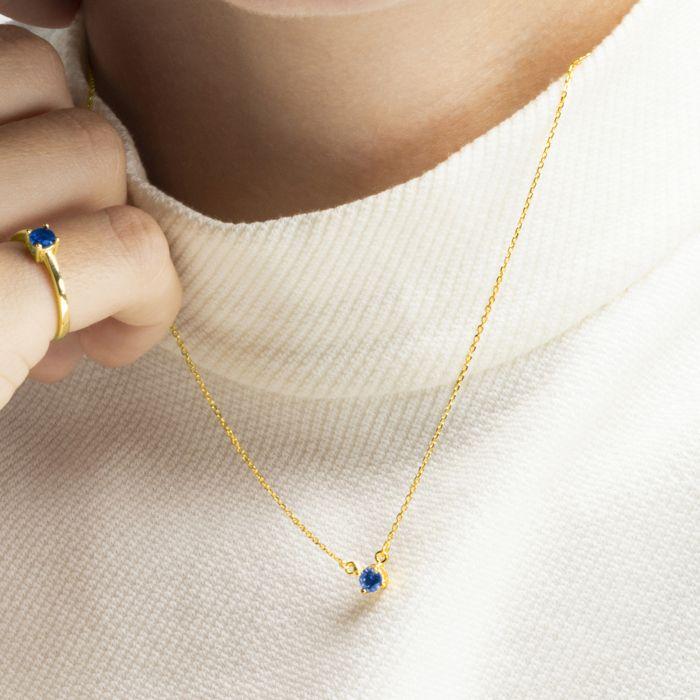 Collier - LUXENTER - Otieno - Argent 925 - Or jaune 18K - Quartz hydrothermal Lapis Lazuli