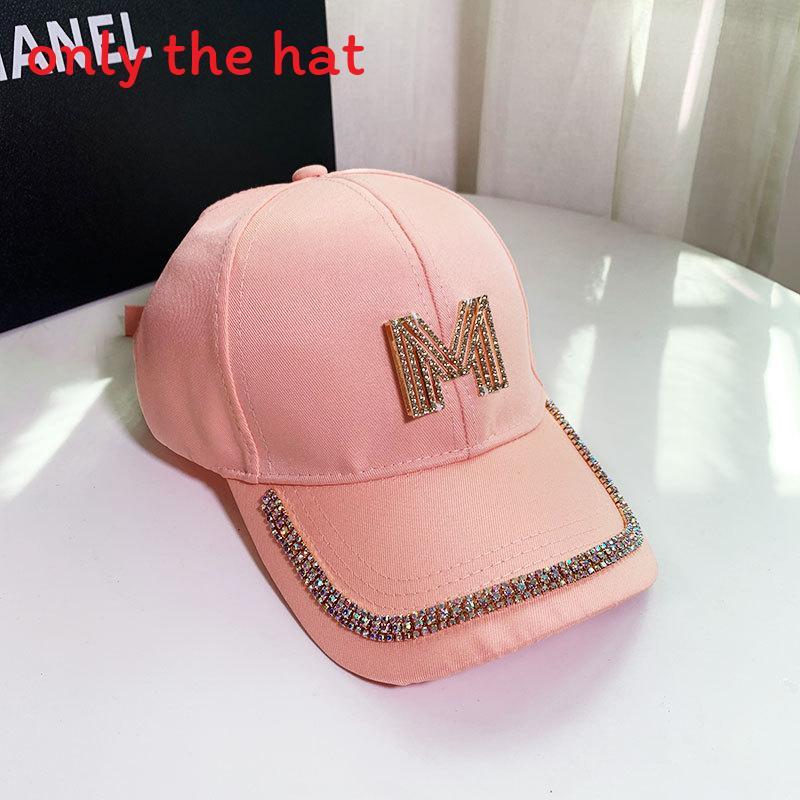 

Hanbok Style Cotton Baseball Cap With Letter Design And Rhinestone Decor For Casual Wear рожевий