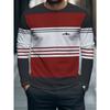 This Long-Sleeved Top Features Black, Red, And White Stripes with a Mountain Shape on The Back