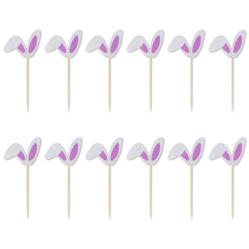 

Set of 12 Easters Cake Decoration Set Rabbits Ear Shape Cake Toppers Party Food Picks Suitable for Holiday Celebration розы красного