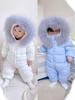 Winter Baby Jumpsuit with Fur Collar and Velvet Lining