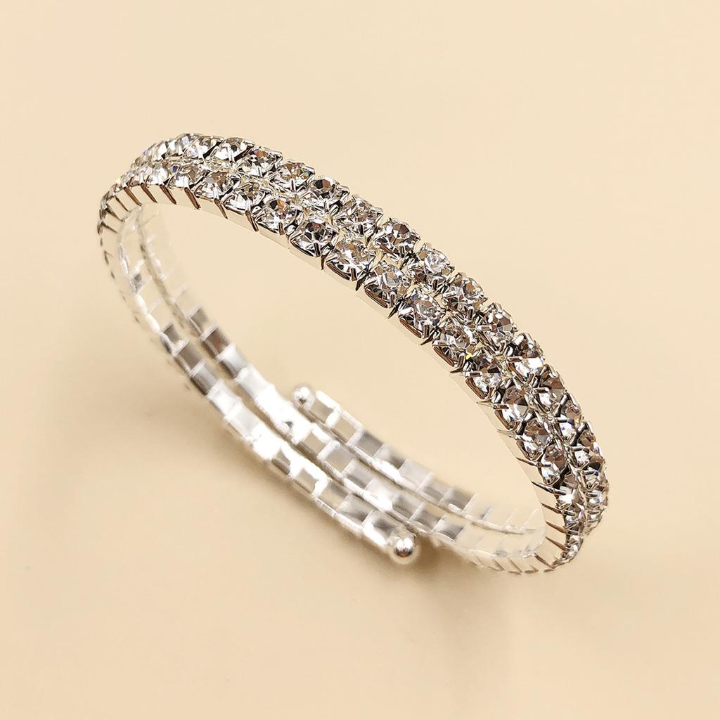 Bridal Jewelry, Fashionable Single-row Elastic Open Bracelet, Single-layer Double-layer Claw Chain Steel Ring Bracelet Bracelet.