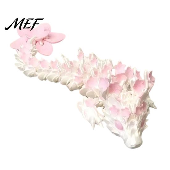 3D Printed Mythical Creature Cherry Blossom Dragon Toy, Articulated Flower Figurine, Flexible Fantasy Animal Toy Movable Joints Model for Desk