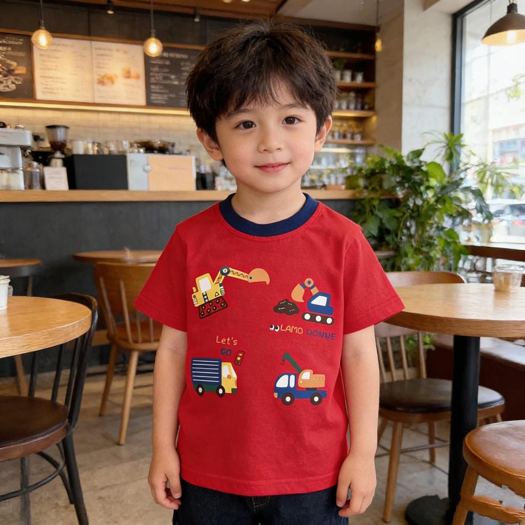 Boys' Japanese Style Short-Sleeve T-Shirt - Summer 2026 Collection, Round Neck, In Stock