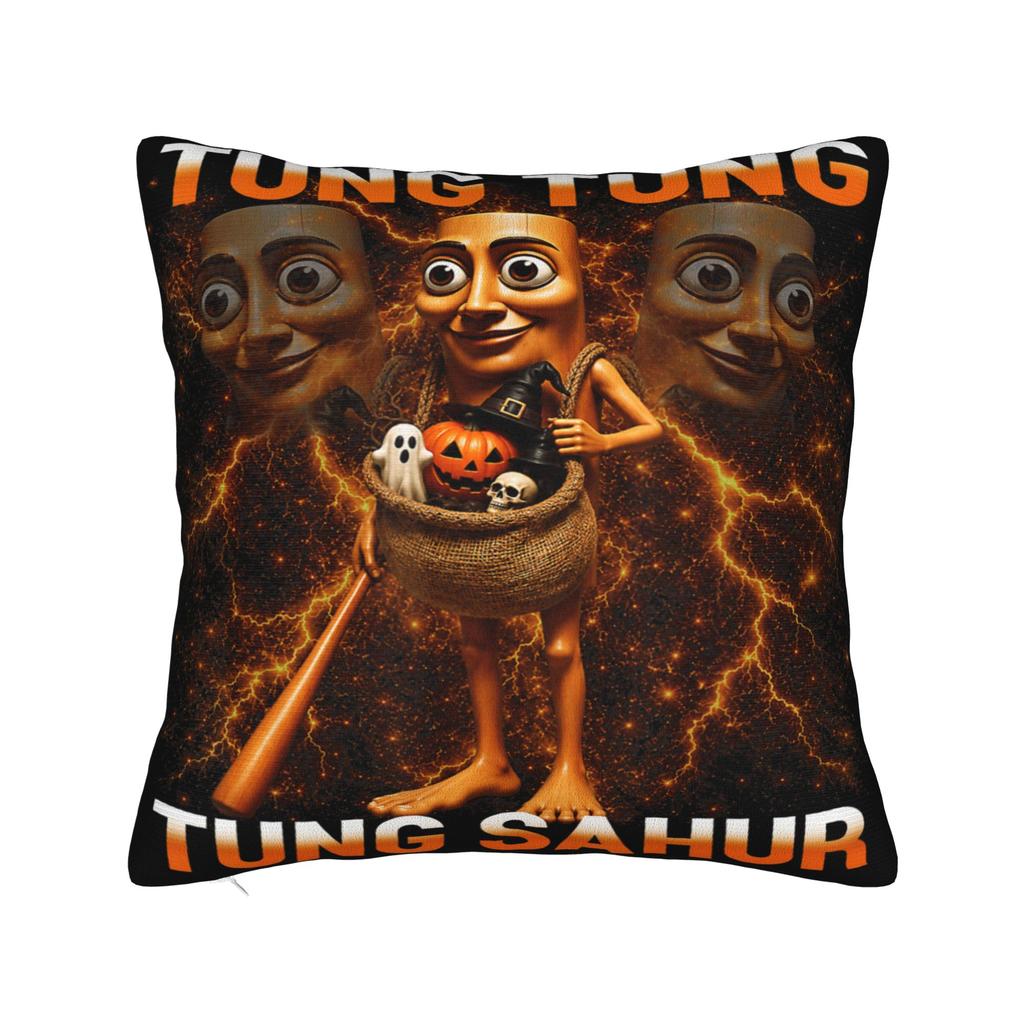 Tung Tung Tung Sahur is Calling Funny Italian Brainrot Pillowcases Vintage Pillow Case For Wedding Party Home Decor Pillow Cover