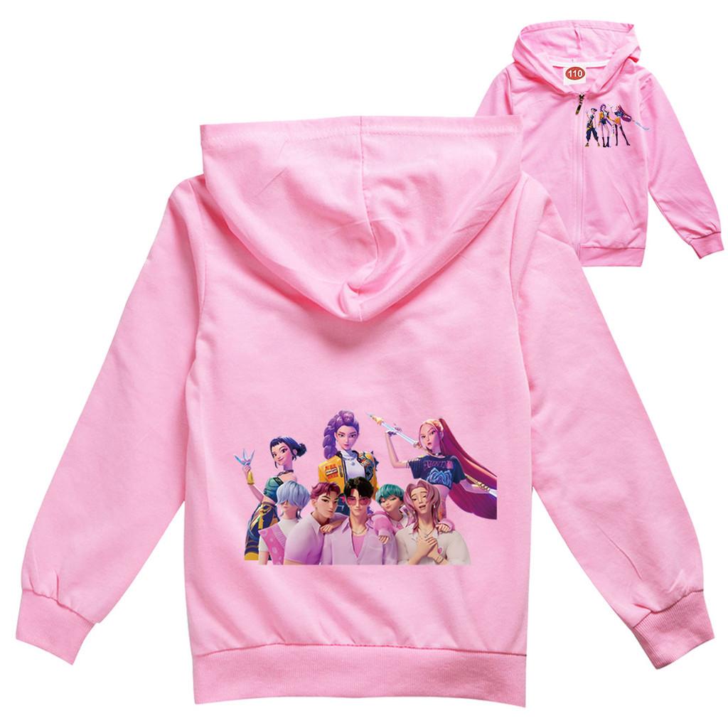 

Детская Девочка Аниме Мультфильм K-Pop Руми Зои Мира Принт Повседневная Толстовка с Капюшоном Длинные Рукава Куртка Пальто на Молнии 150cm розовый